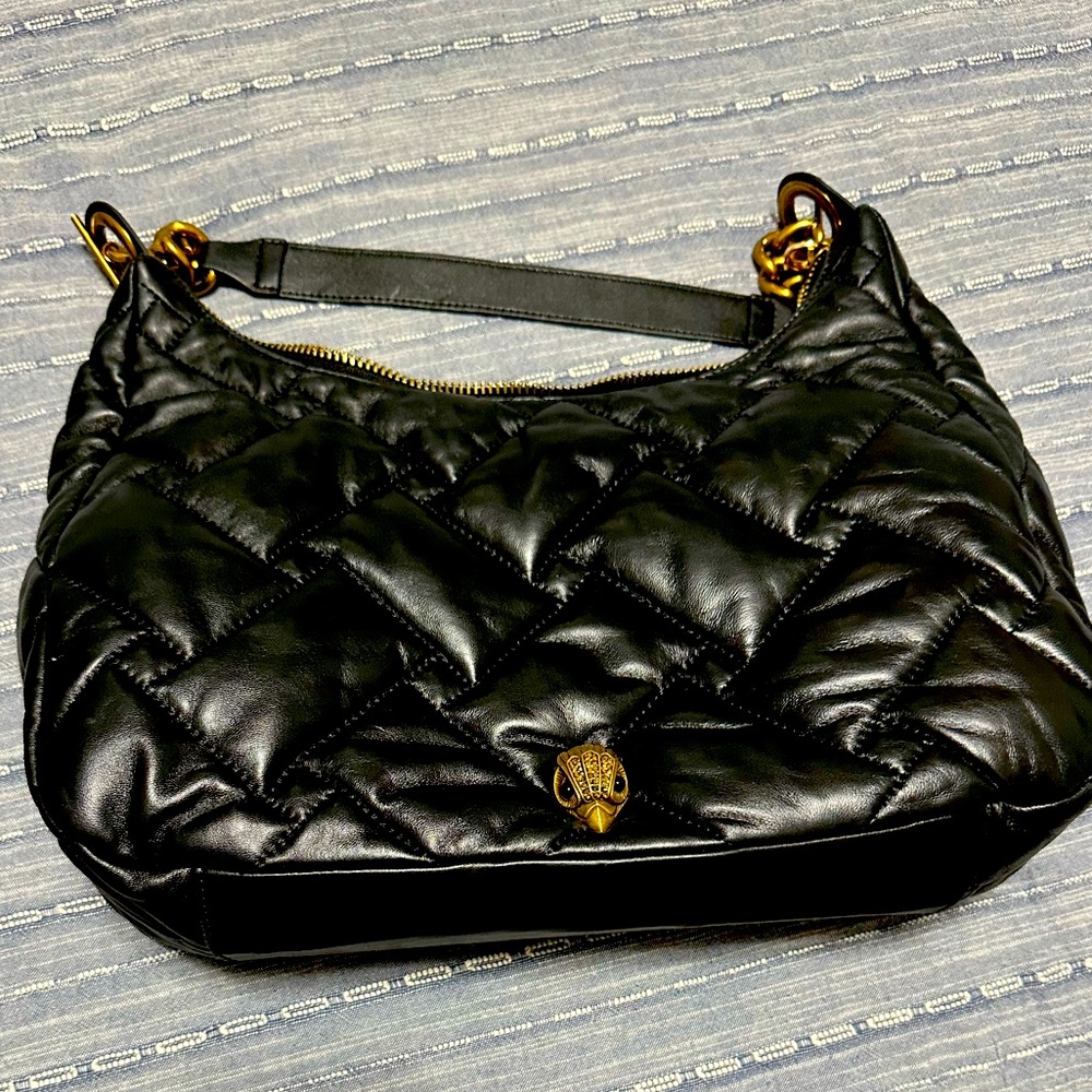 Kurt Geiger black quilted leather hobo bag